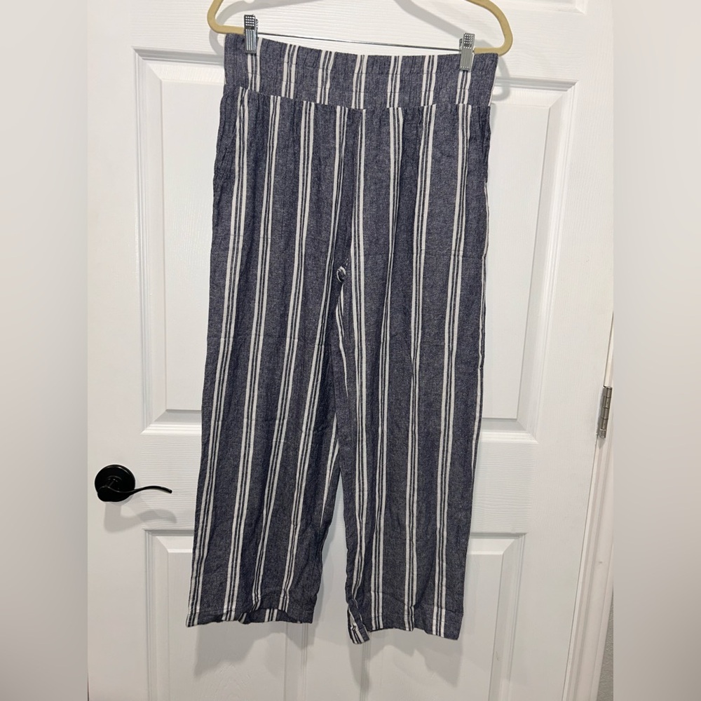 land ‘n sea Women’s Linen‎ Blend Striped Wide Leg Pants Size Medium